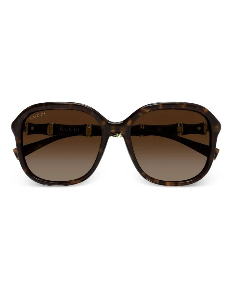 Gucci Bamboo geometric-frame sunglasses - Braun Braun