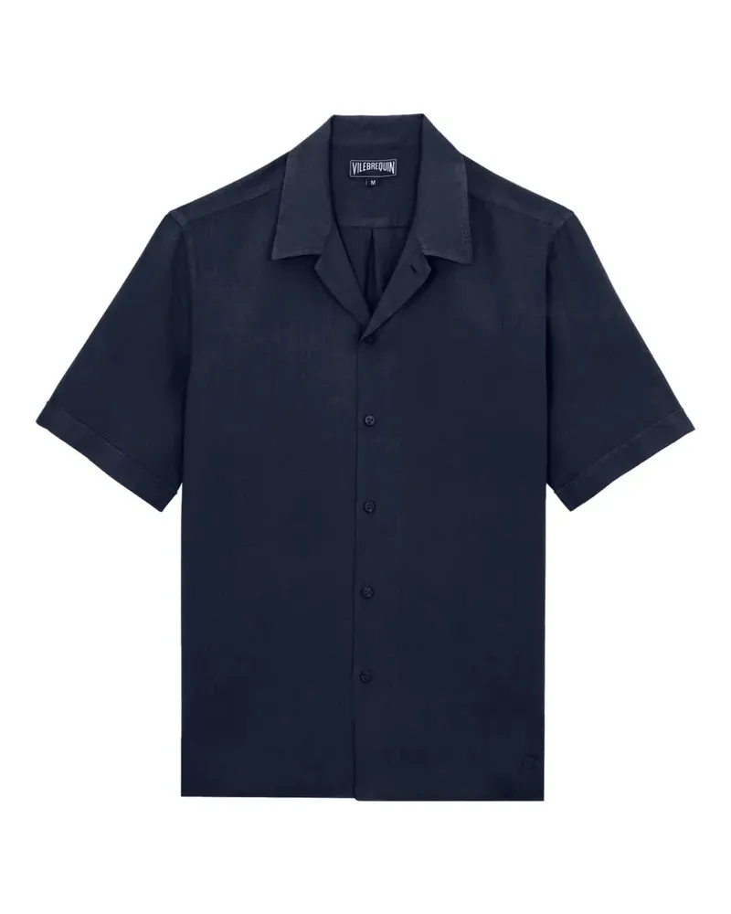 Vilebrequin Courbis short-sleeved linen shirt - Blau Blau
