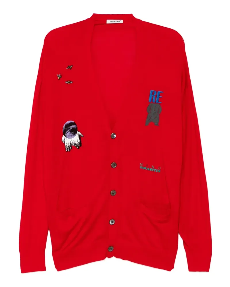 Undercover graphic-print V-neck cardigan - Rot Rot