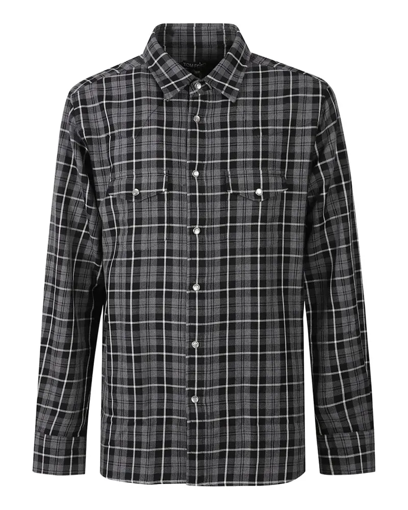 Tom Ford Grand Degrade Westernhemd mit Karomuster - Grau Grau