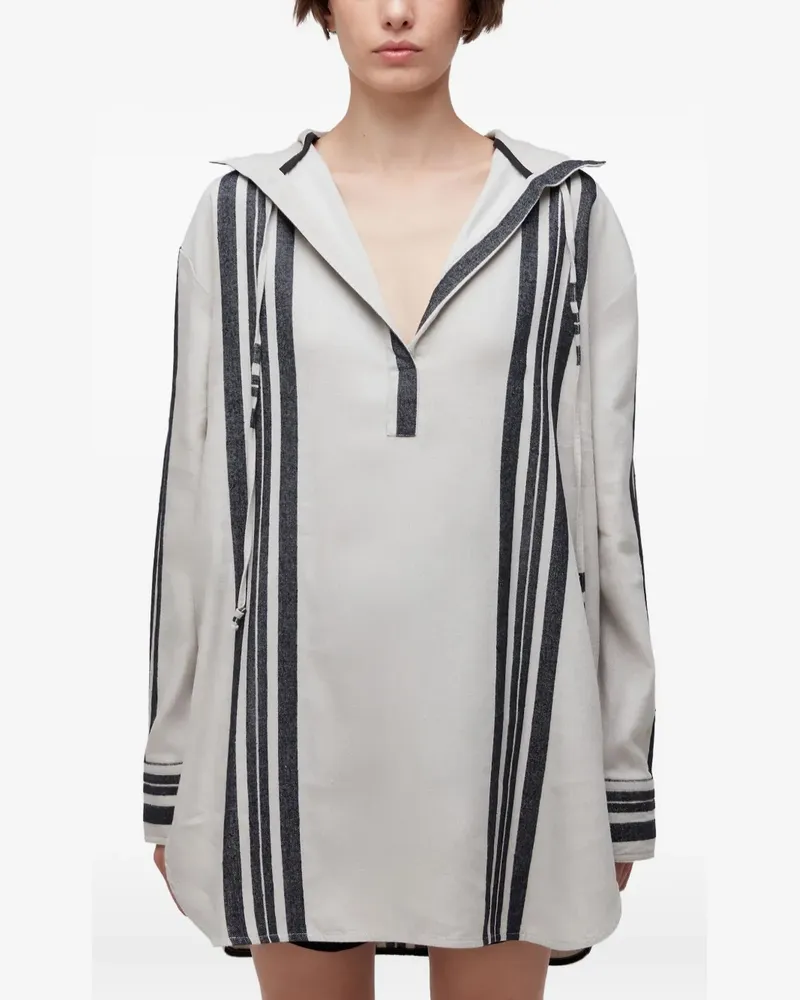 Osklen Gestreiftes Hemdkleid mit Kapuze - Weiß Weiß
