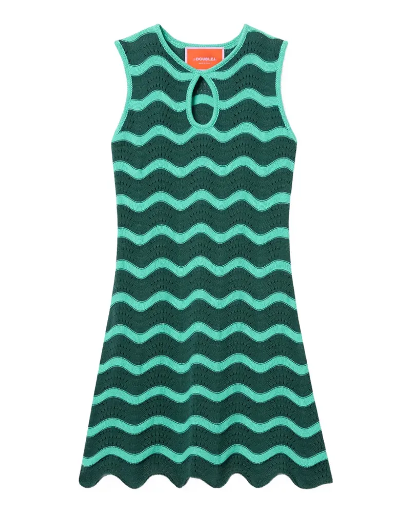 La DoubleJ Wavy Minikleid aus Häkelstrick - Grün Grün