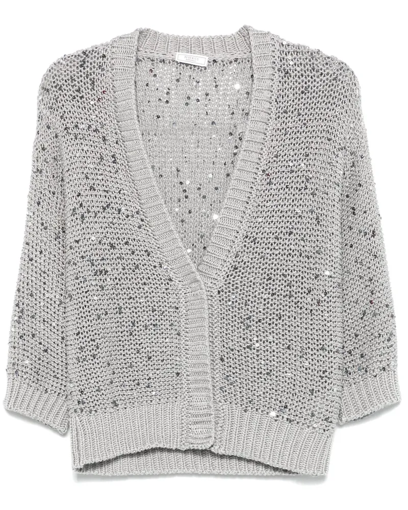 Peserico Cardigan mit Pailletten - Grau Grau