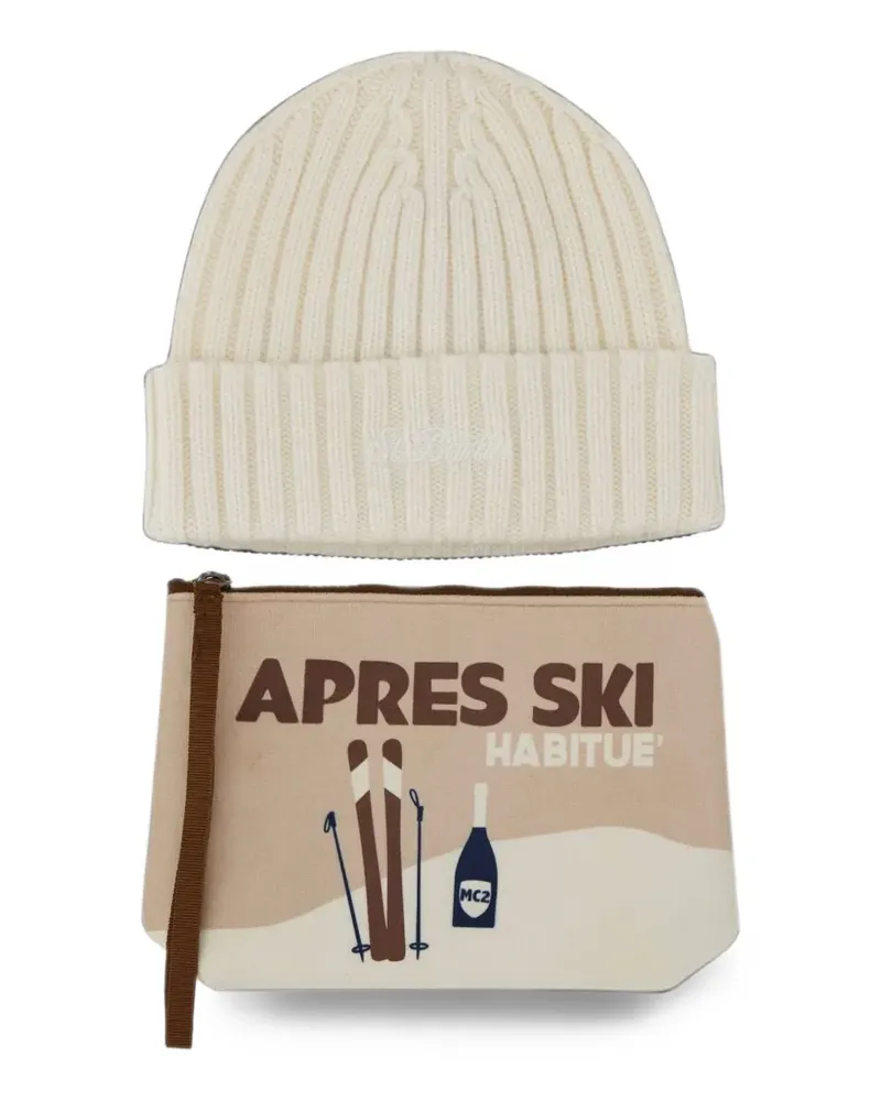 MC2 Saint Barth Gerippte Beanie und Clutch - Weiß Weiß