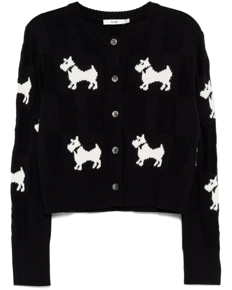 b+ab Grafischer Cardigan - Schwarz Schwarz