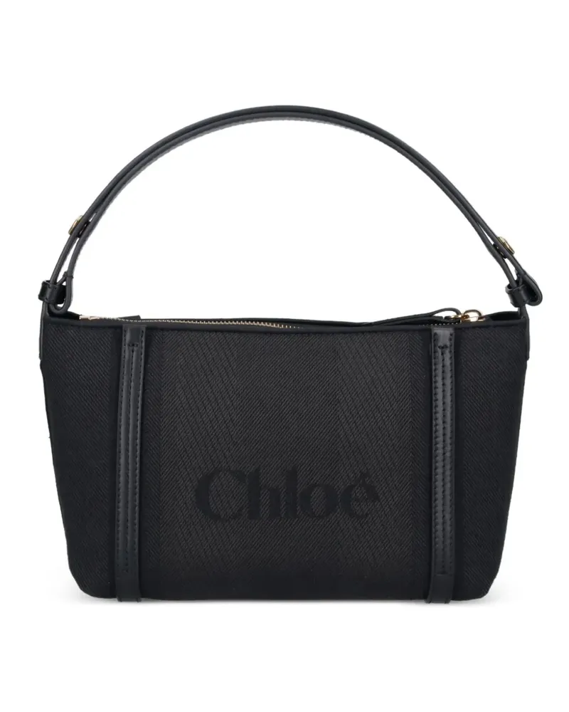 Chloé Schultertasche mit Logo-Riemen - Schwarz Schwarz
