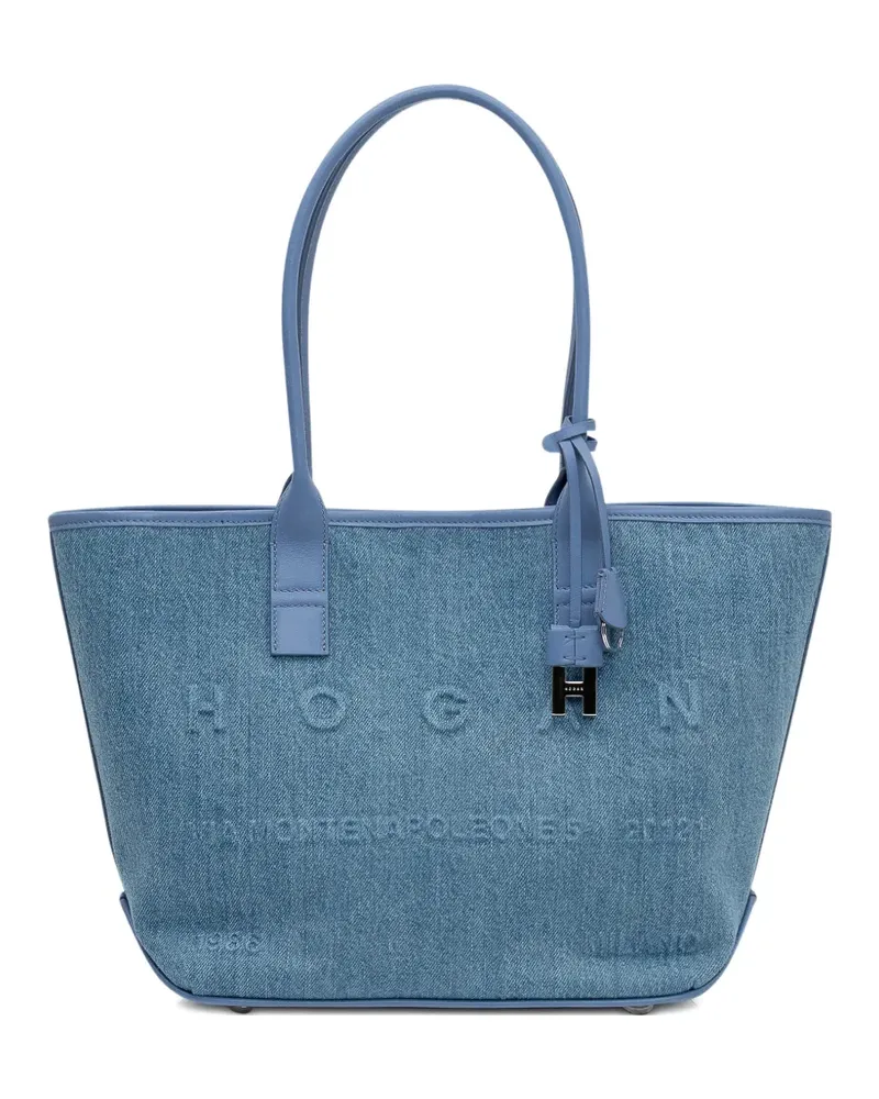Hogan embossed-logo cotton tote bag - Blau Blau