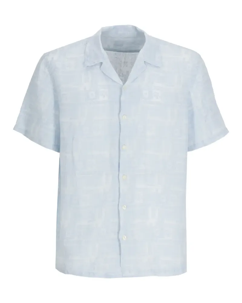 120% Lino short-sleeved shirt - Blau Blau
