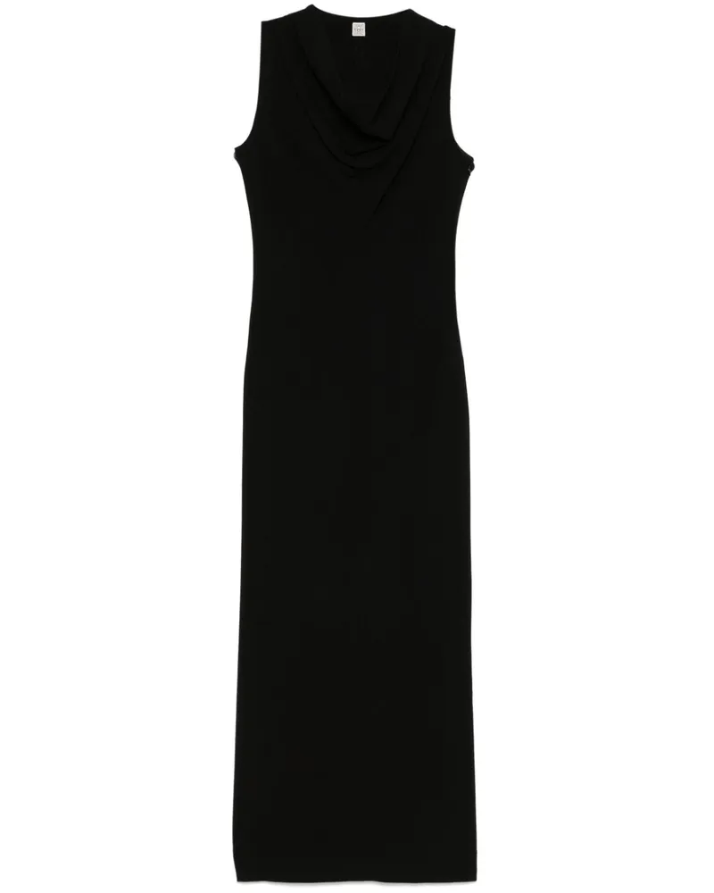 Totême Maxikleid mit Schalkragen - Schwarz Schwarz