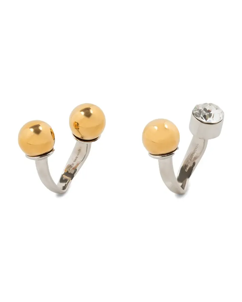 Dries van Noten Offene Ringe mit Strassverzierung (2er-Set) - Silber Silber