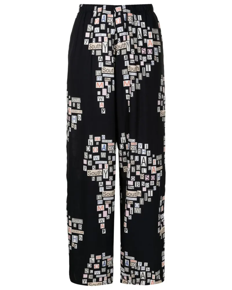Amir Slama Gerade Jeans mit Text-Print - Schwarz Schwarz