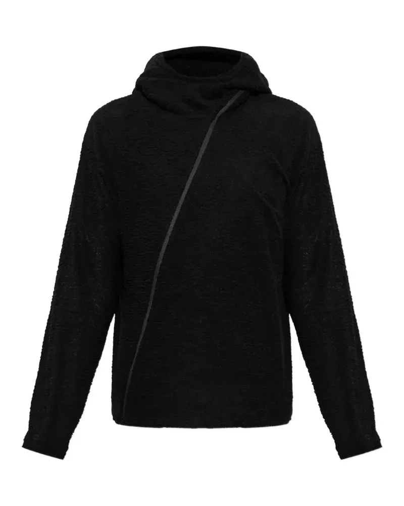 Post Archive Faction Fleece-Kapuzenjacke mit asymmetrischem Reißverschluss - Schwarz Schwarz