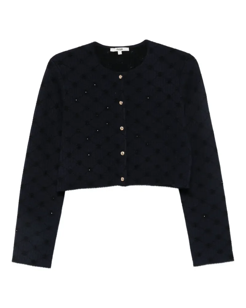 Maje sequin-embellished pointelle-knit cardigan - Blau Blau