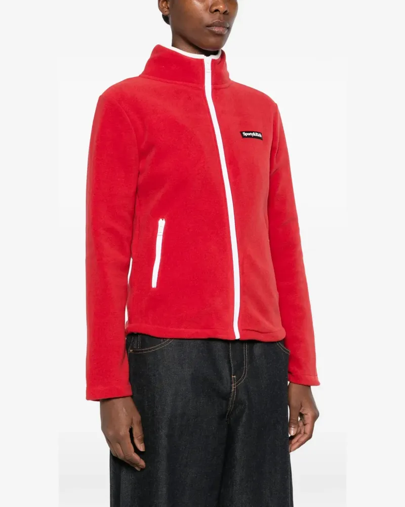 SPORTY & RICH Ezia logo-patch zip-up cardigan - Rot Rot