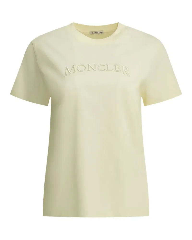 Moncler embroidered tonal logo cotton T-shirt - Nude Nude