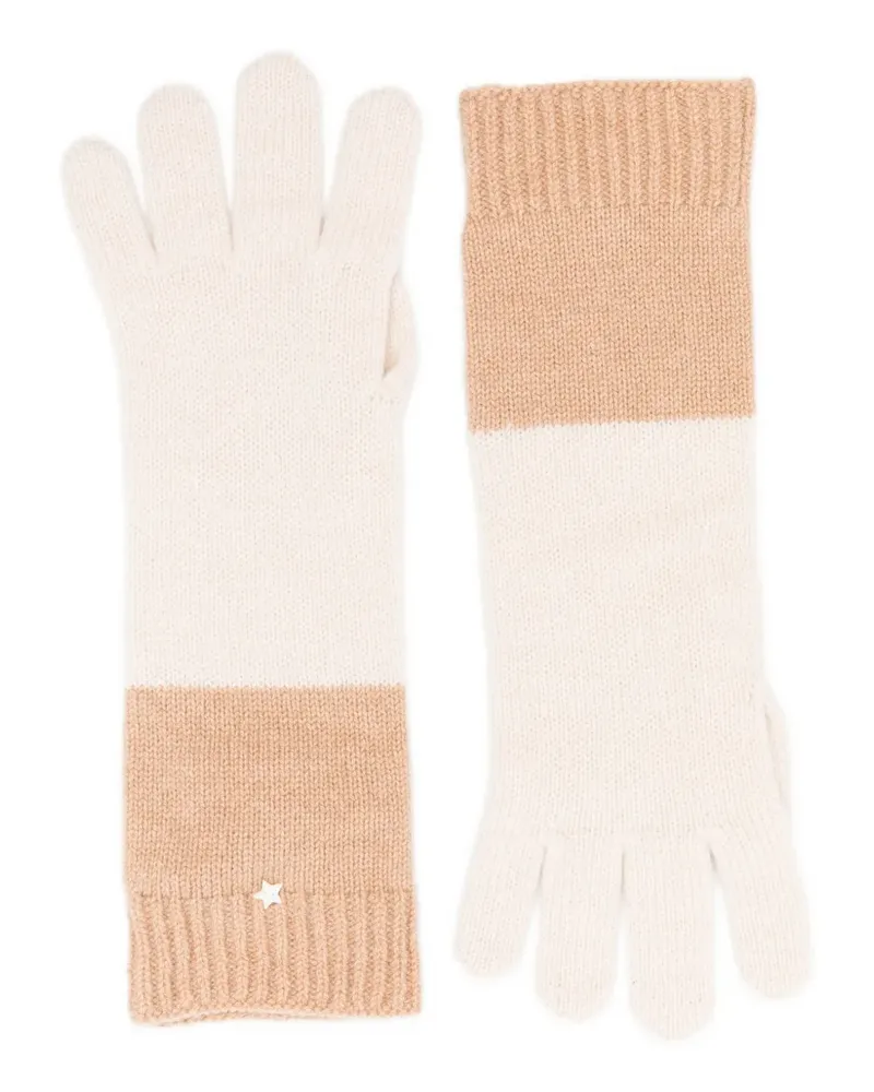 Lorena Antoniazzi star-charm ribbed gloves - Nude Nude