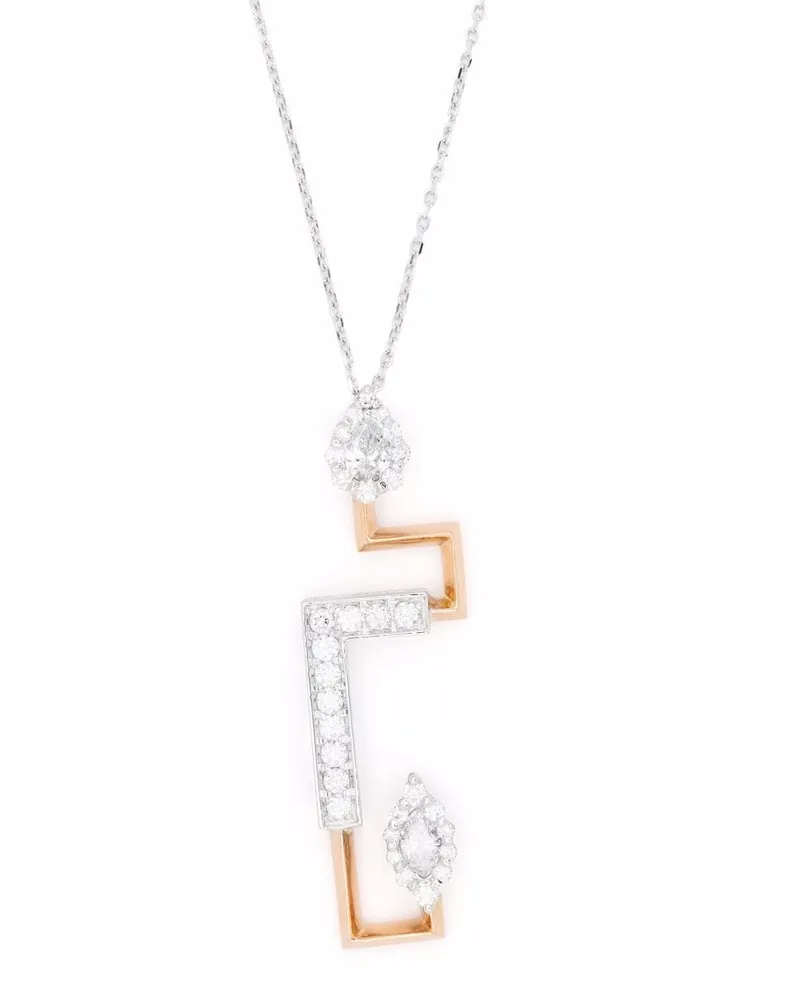 YEPREM 18kt Goldhalskette mit Diamantanhänger - Silber Silber