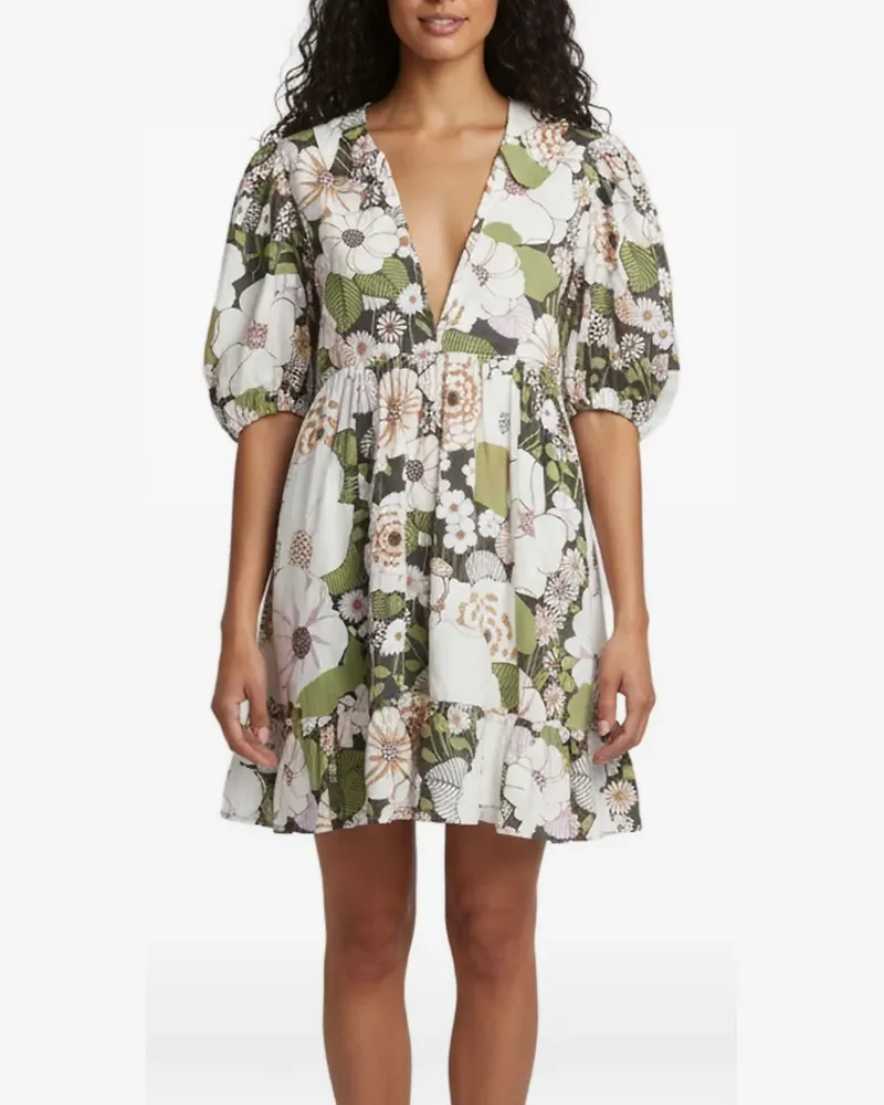 Maje Minikleid mit Puffärmeln - Weiß Weiß