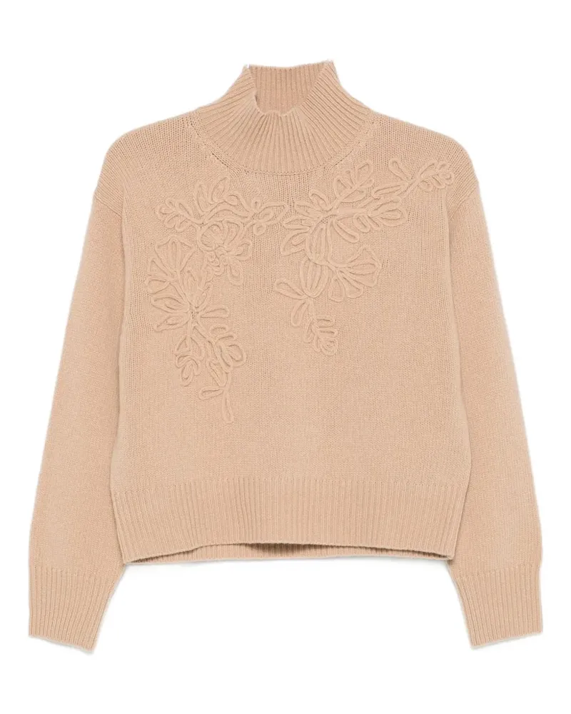 Ermanno Scervino Stehkragen-Pullover mit Blumendetail - Braun Braun