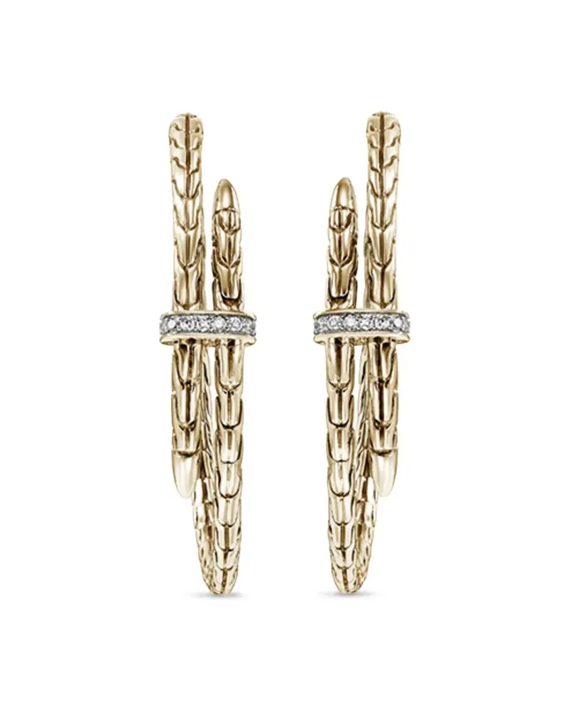 John Hardy 14kt Spear Goldcreolen mit Diamant Gold