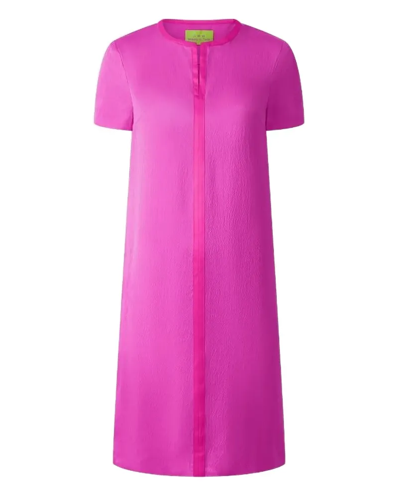 Shanghai Tang Strukturiertes Seiden-Midikleid mit V-Ausschnitt - Rosa Rosa