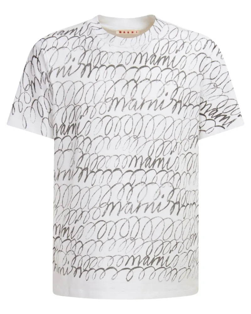 Marni T-Shirt mit Logo-Print - Weiß Weiß