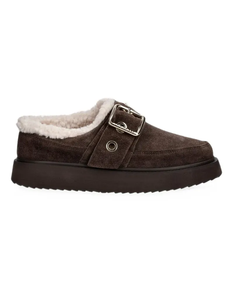 INUIKII buckle-fastening shearling-lined slippers - Braun Braun