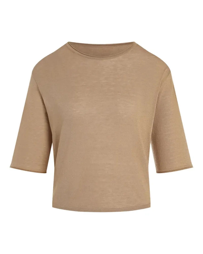 12 STOREEZ Mei T-Shirt aus Seiden-Baumwolle - Braun Braun