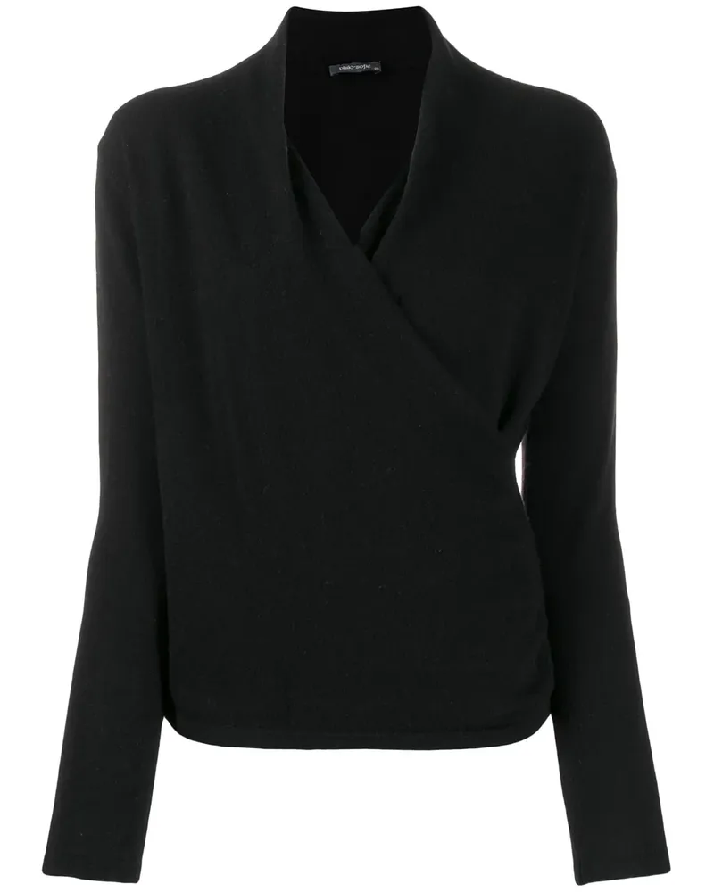 philo-sofie Pullover in Wickeloptik - Schwarz Schwarz