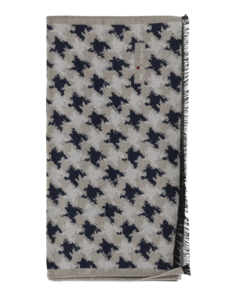 Kiton houndstooth-print silk scarf - Nude Nude