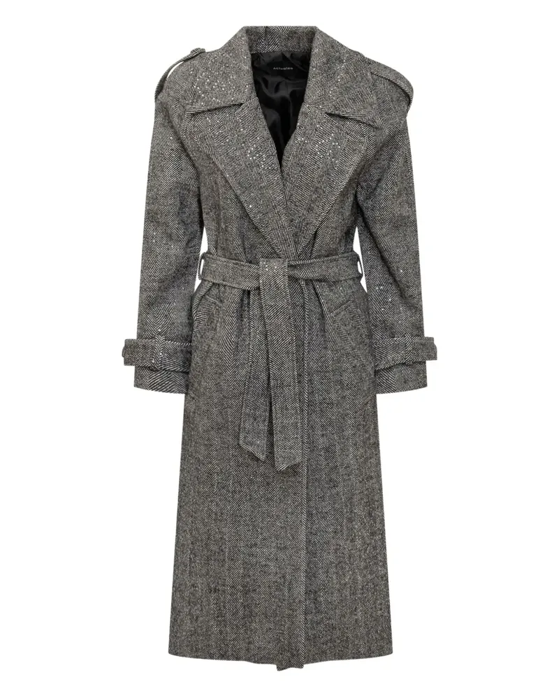 ACTUALEE Fischgräten-Trenchcoat mit Pailletten - Grau Grau