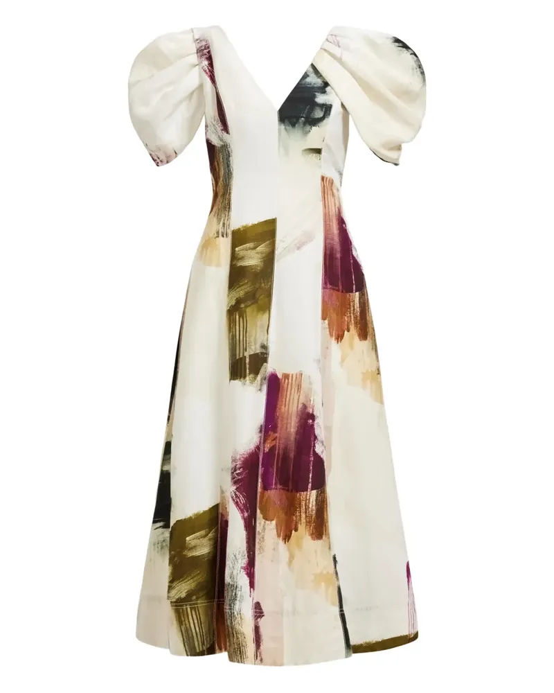 Aje. Gerüschtes Bisou Midikleid - Nude Nude