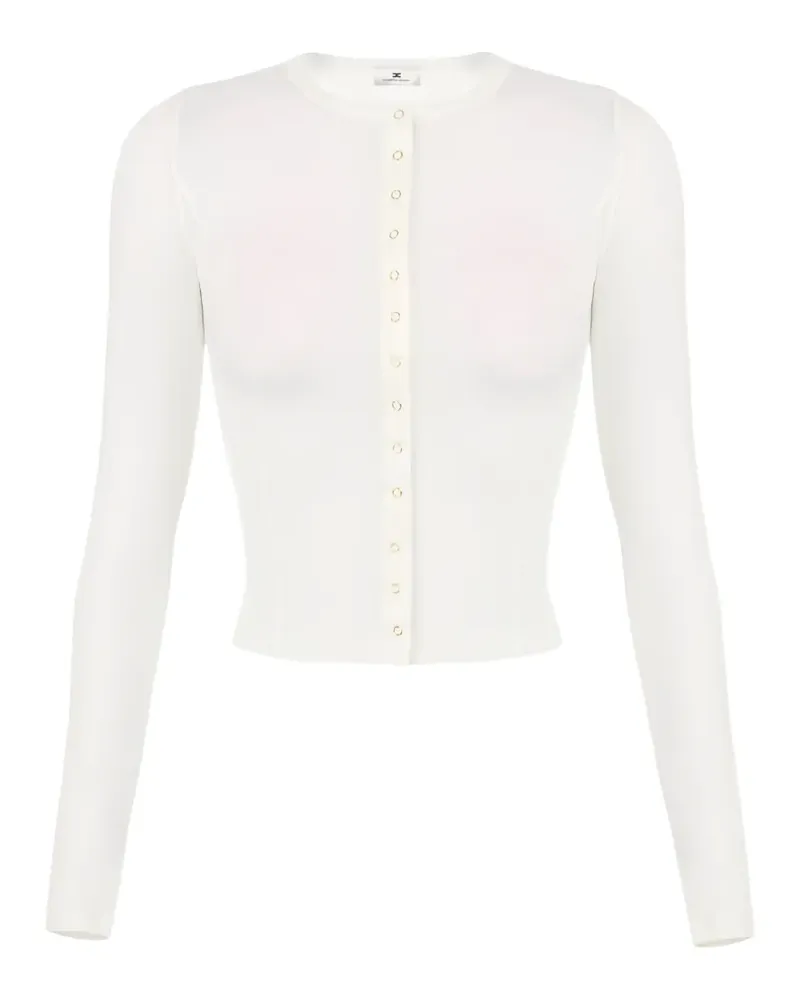 Elisabetta Franchi button embroidered-logo cardigan - Weiß Weiß