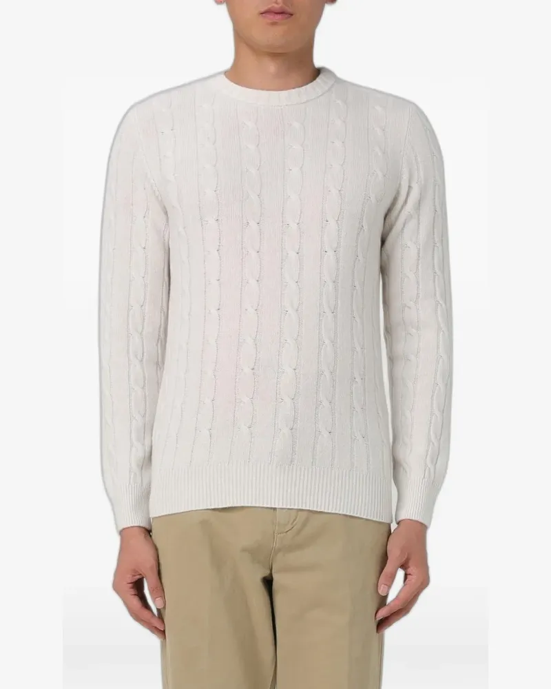 XC cable-knit crew-neck sweater - Weiß Weiß