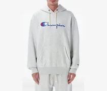 logo-embroidered drawstring hoodie - Grau