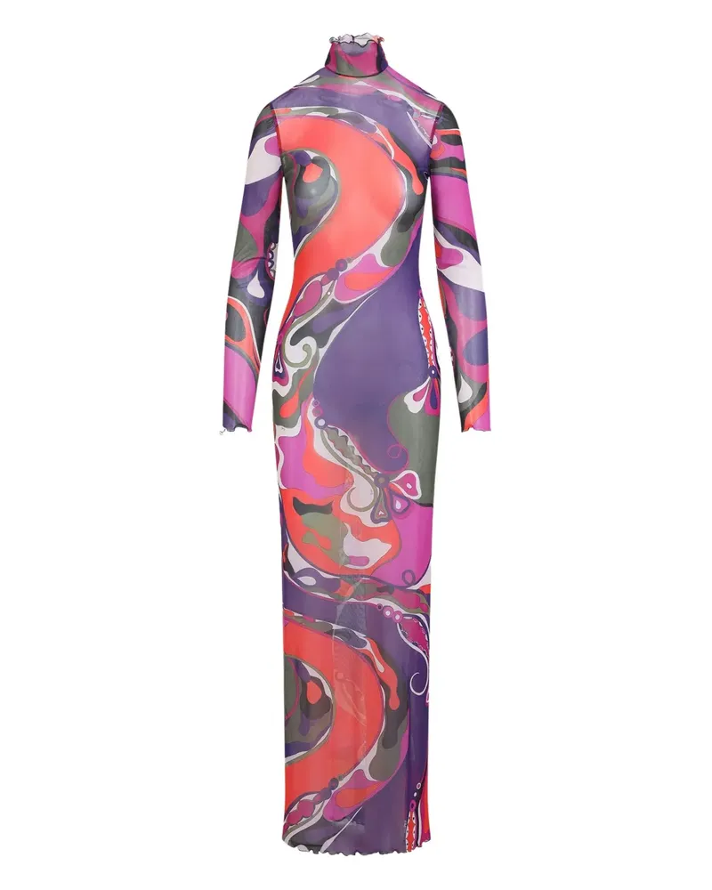 Emilio Pucci Rollkragenkleid mit Wirbel-Print - Violett Violett