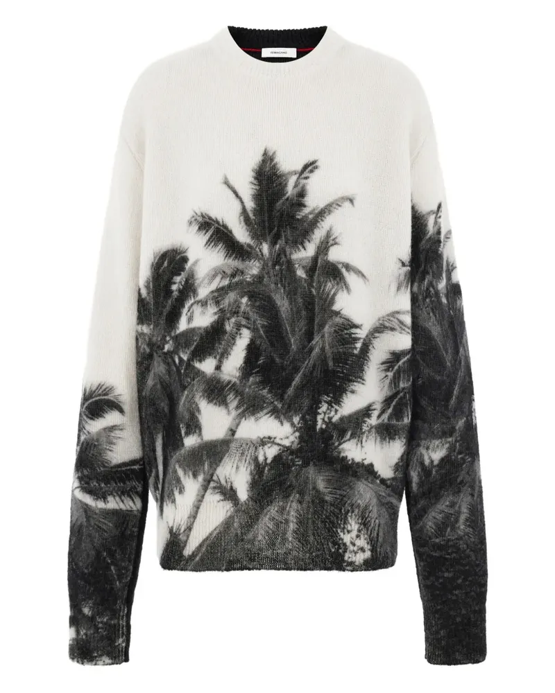Ferragamo Sweatshirt mit Palmen-Print - Weiß Weiß