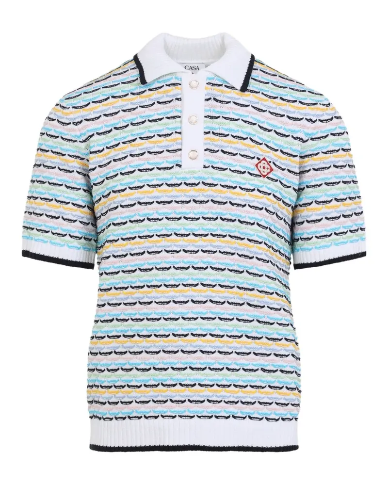 Casablanca Paris logo-patch knit polo shirt - Weiß Weiß