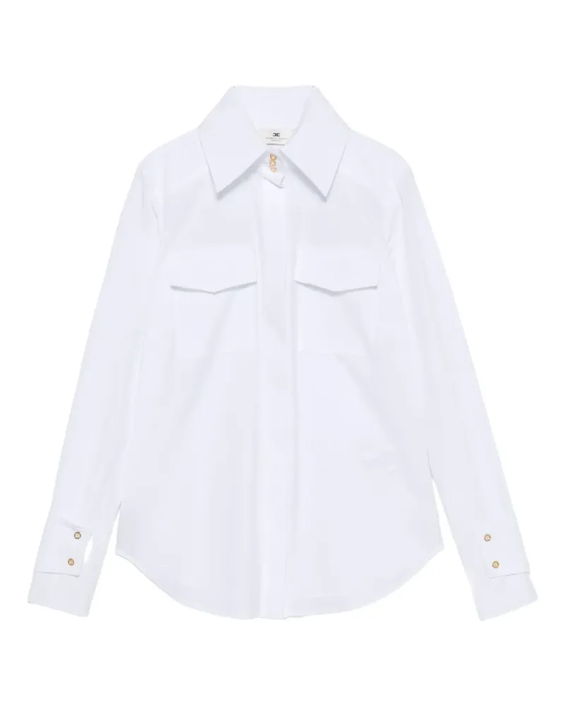Elisabetta Franchi logo-button flap-pocket shirt - Blau Blau