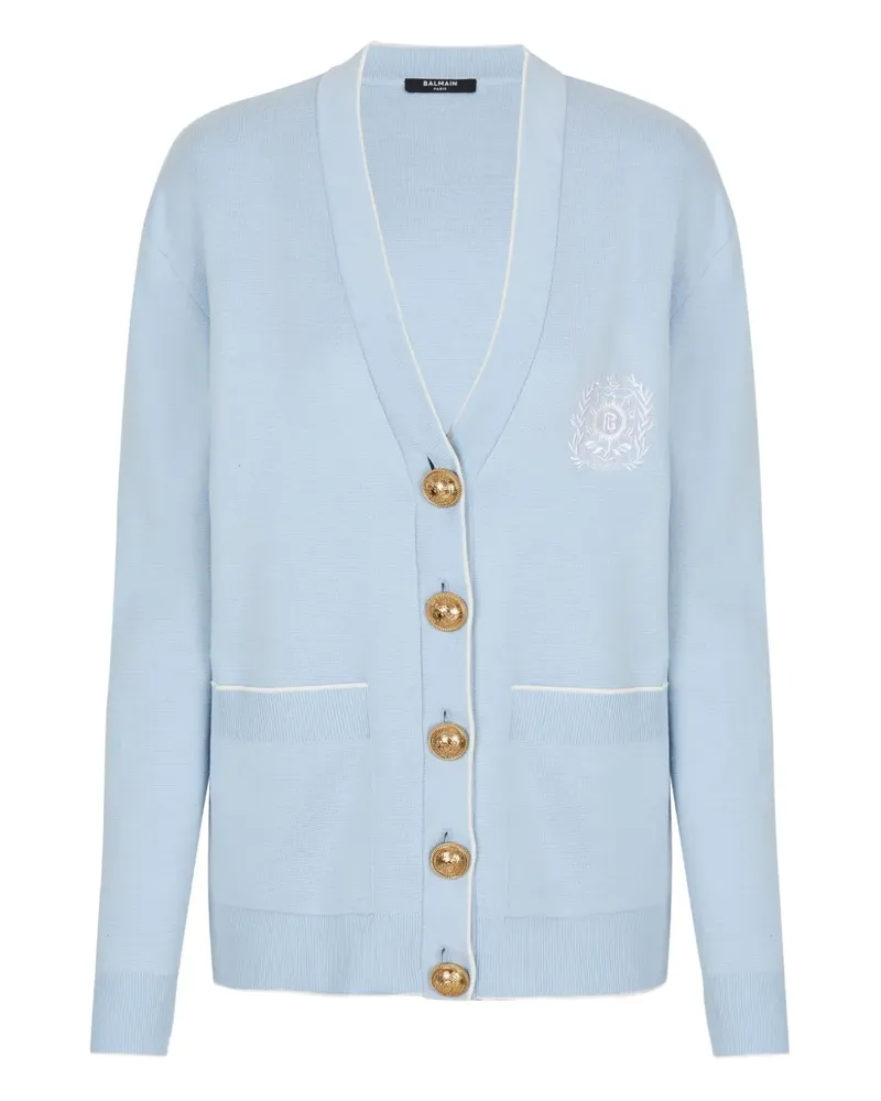 Balmain emblem button cardigan - Blau Blau