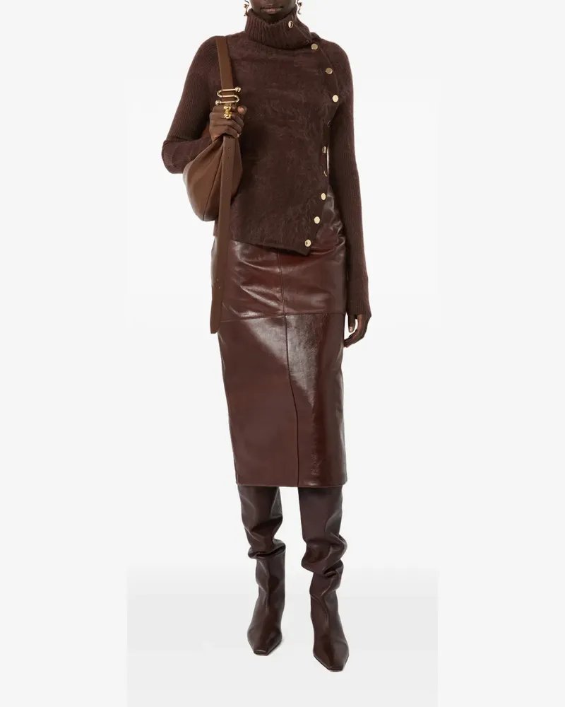 SPORTMAX Midirock mit Ledereinsätzen - Braun Braun