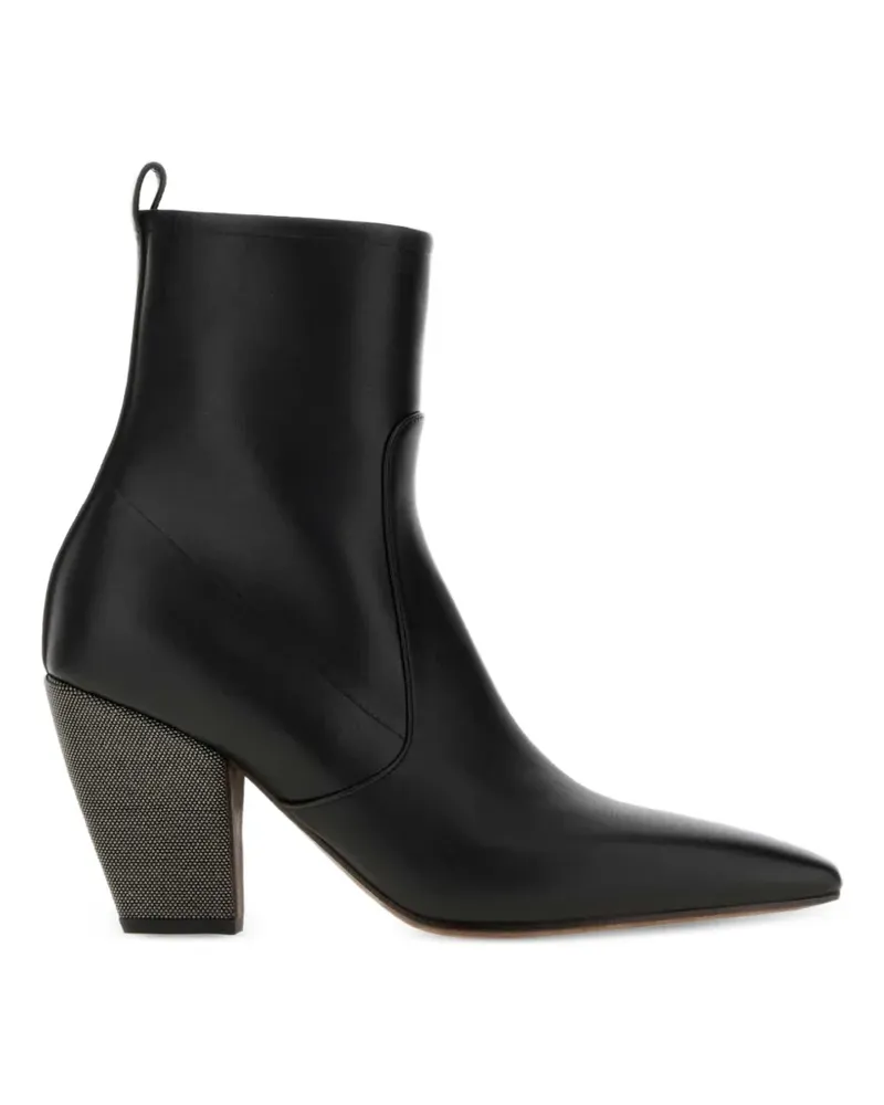 Brunello Cucinelli Stiefeletten mit spitzer Kappe und Monili-Verzierung - Schwarz Schwarz