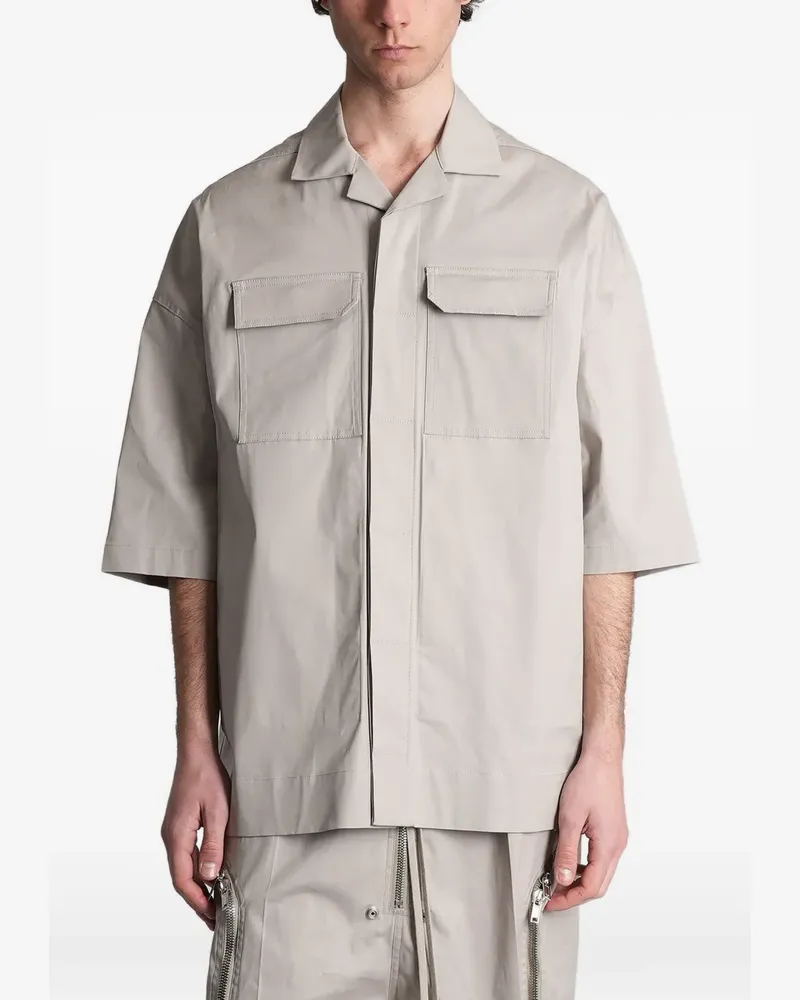 Rick Owens Magnum Tommy chest-pockets cotton shirt - Nude Nude