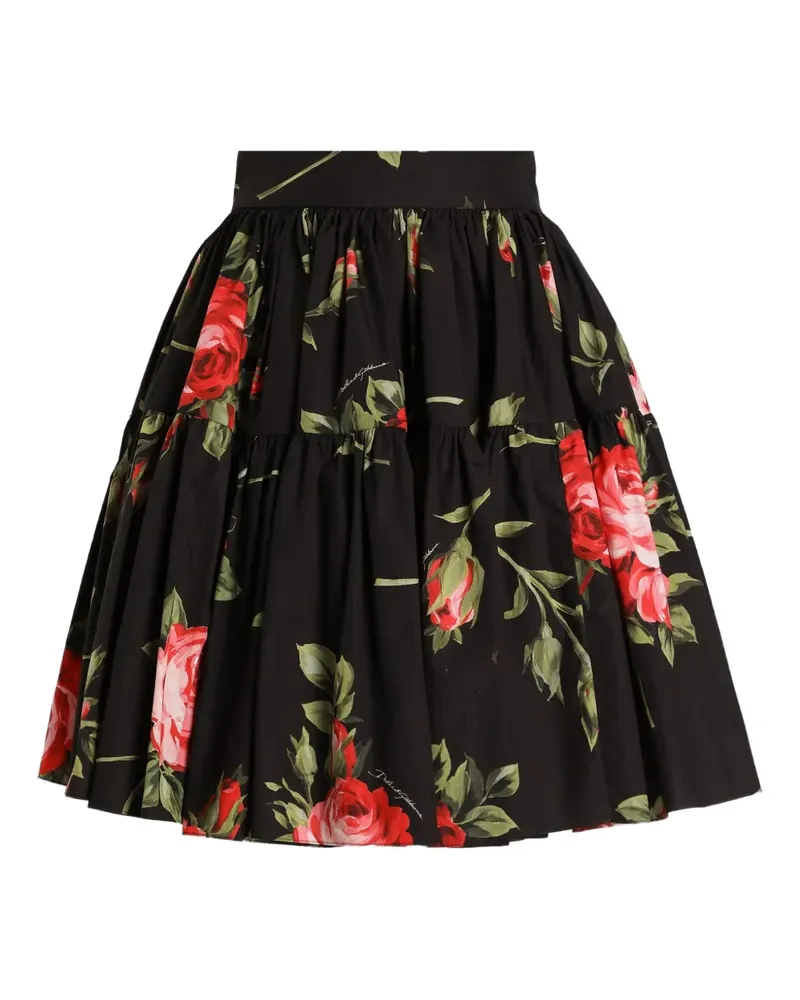 Dolce & Gabbana tiered floral mini skirt - Schwarz Schwarz