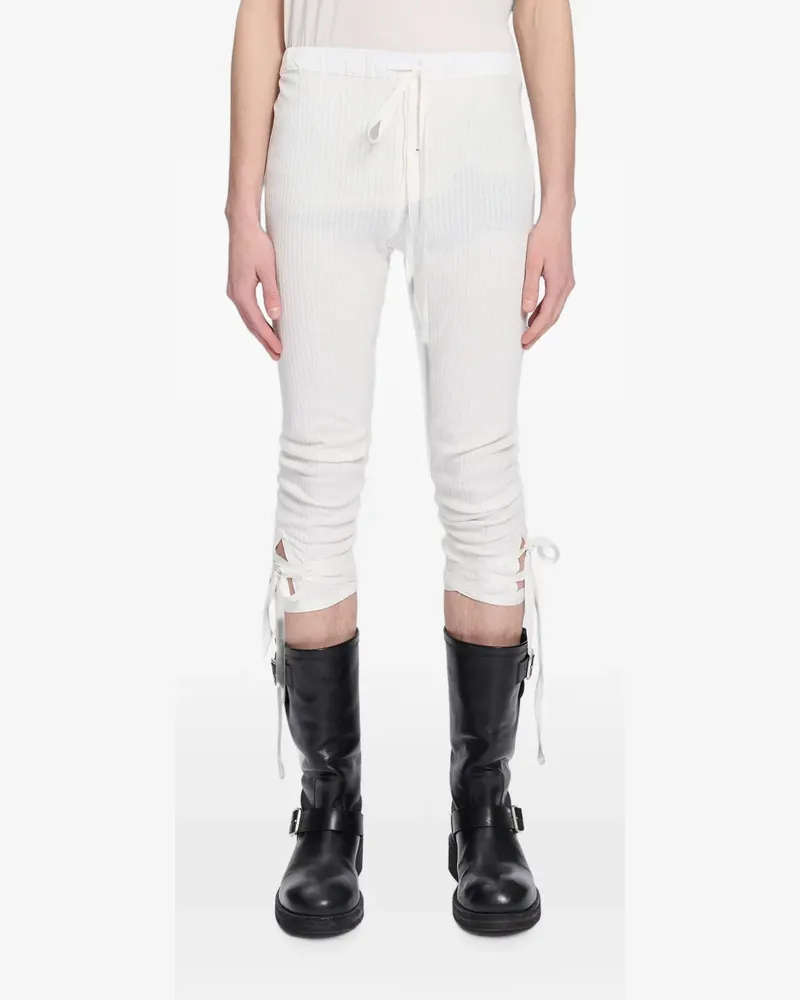 Ann Demeulemeester Cropped-Hose mit Schnürung - Weiß Weiß