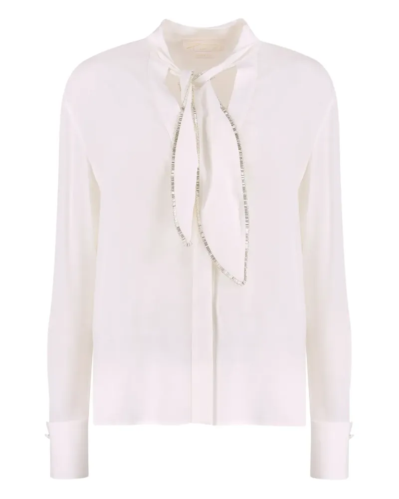 Genny Bluse mit Schleifenkragen - Weiß Weiß