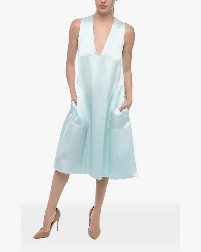 Sa Su Phi Serena satin V-neck midi dress - Blau Blau