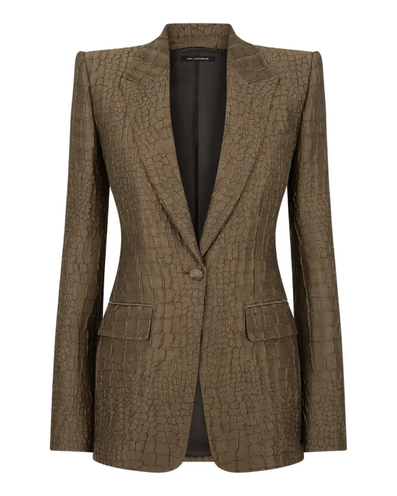 Tom Ford Einreihiges Sakko mit Kroko-Effekt - Grün Grün