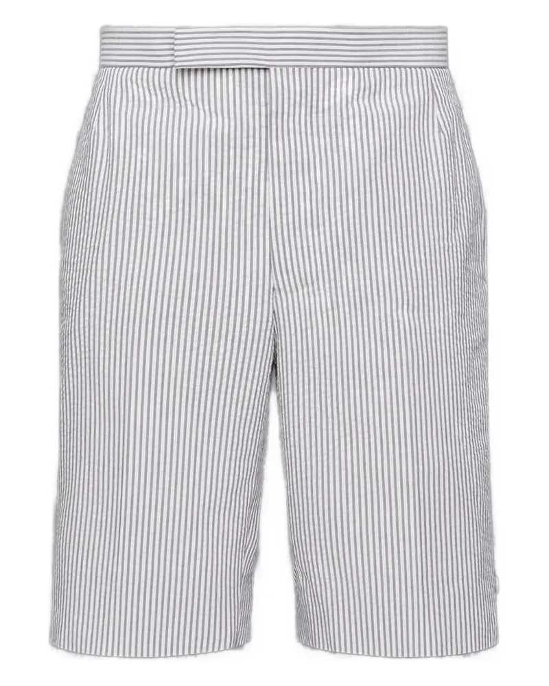 Thom Browne Gestreifte Seersucker-Shorts - Grau Grau