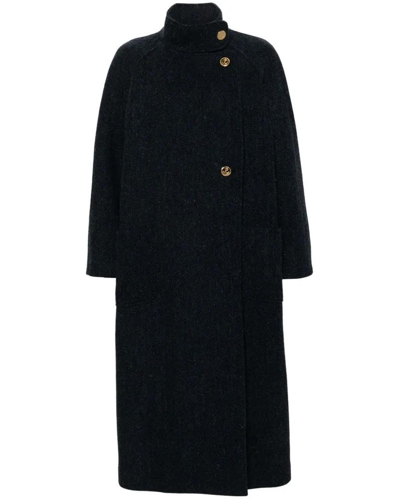 Thom Browne Stehkragen-Mantel aus Harris-Tweed - Blau Blau
